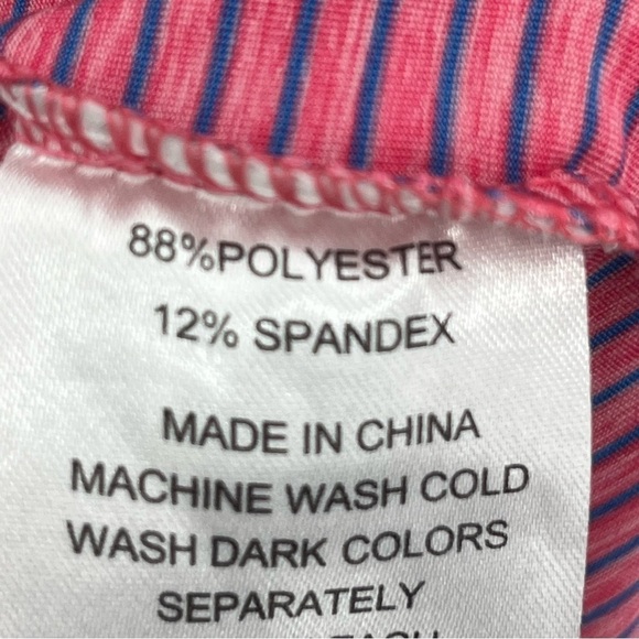 Foot Joy Pink Purple Striped Athletic Golf Polo Shoulder Logo - Picture 5 of 11